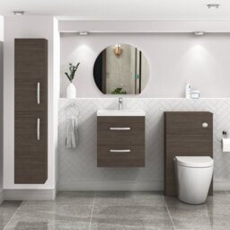 Royal Bathrooms Turin Grey Elm 500mm Wall Hung Vanity Unit 2 Drawer With Mid-Edge Basin Sink - thumbnail 2