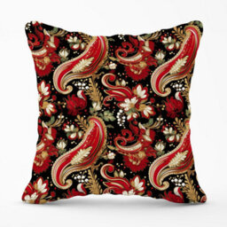 Warren Reed Designer Paisley Christmas Stars Red Outdoor Cushion 45Cm X 45Cm - thumbnail 1
