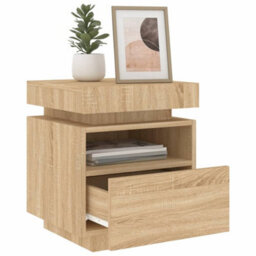 Berkfield Bedside Cabinets With Led Lights 2 Pcs Sonoma Oak 40X39X48.5 Cm - thumbnail 4