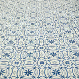 Portuguese Porcelain Floral Tile Vinyl  By Remland (Blue Floral Tile, 2M X 4M) - thumbnail 2