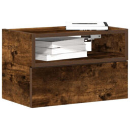 Berkfield Wall-Mounted Bedside Cabinet Smoked Oak 45X26X28.5 Cm - thumbnail 1