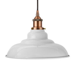 Pale Grey St Edmund's Painted Dome Pendant Light With Matt Antique Copper Lamp Holder And Black Round Cable - Se Home - thumbnail 1