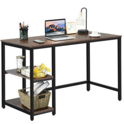 Costway 120 X 60Cm Computer Desk Industrial Writing Table W/ Storage Shelves-Walnut - thumbnail 7