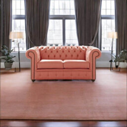 Chesterfield 2 Seater Shelly Tuscany Leather Sofa Settee Bespoke In Classic Style - thumbnail 2