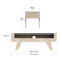 "Avf Horton 1.2M Tapered Leg Tv Stand, For Tvs Up To 60"" - Whitewash Oak" - thumbnail 3
