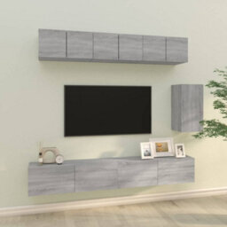 Berkfield 6 Piece Tv Cabinet Set Grey Sonoma Engineered Wood - thumbnail 1