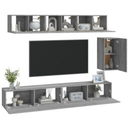 Berkfield 6 Piece Tv Cabinet Set Grey Sonoma Engineered Wood - thumbnail 3