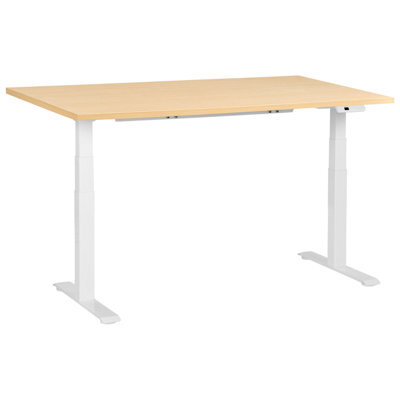 Beliani Electric Adjustable Standing Desk Destines 160 Cm 72 Cm Light Brown/ White - image 1