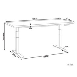 Beliani Electric Adjustable Standing Desk Destines 160 Cm 72 Cm Light Brown/ White - thumbnail 3