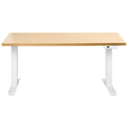 Beliani Electric Adjustable Standing Desk Destines 160 Cm 72 Cm Light Brown/ White - thumbnail 4