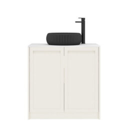 Royal Bathrooms Royal Bathroom Elmore 800mm Classic White Freestanding Countertop Bathroom Vanity Unit 2 Door With Milan Black Basin - thumbnail 7