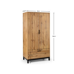 Oakham Premium Kora 2 Door & 1 Drawer Wardrobe In Oak - thumbnail 5