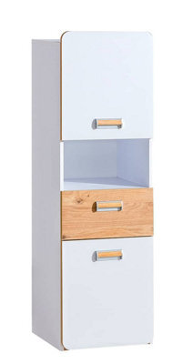 Arte Lorento L4 Tall Cabinet - Sleek Design, White Matt & Oak Nash, H1440mm W450mm D400mm - image 1