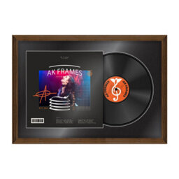 "AK Frames 25X17"" Walnut Classic Vinyl Record Frame With Black Mount For 12 Inch Lp Cover & Disc - Overlapped Design"