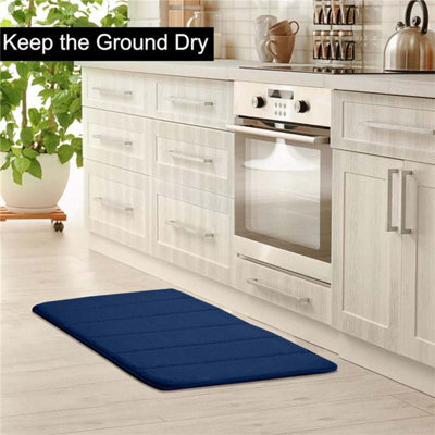 Ameha Memory Foam Bath Mat Navy 50X80 Cm Extra Soft & Comfortable Bathmat Non Slip Super Absorbent Washable Bathroom Mat - image 1