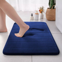 Ameha Memory Foam Bath Mat Navy 50X80 Cm Extra Soft & Comfortable Bathmat Non Slip Super Absorbent Washable Bathroom Mat - thumbnail 6