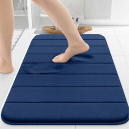 Ameha Memory Foam Bath Mat Navy 50X80 Cm Extra Soft & Comfortable Bathmat Non Slip Super Absorbent Washable Bathroom Mat - thumbnail 9