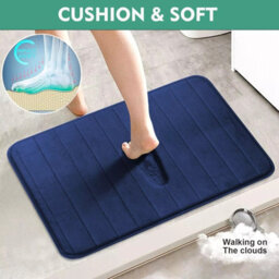 Ameha Memory Foam Bath Mat Navy 50X80 Cm Extra Soft & Comfortable Bathmat Non Slip Super Absorbent Washable Bathroom Mat - thumbnail 5