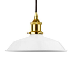 White Small Trinity Metal Painted Dome Pendant Light With Gold Lamp Holder And Black Round Cable - Se Home - thumbnail 1
