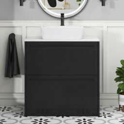 Royal Bathrooms Royal Bathroom Elmore 800mm Matt Nocturne Black Freestanding Countertop Bathroom Vanity Unit 2 Drawer With Cube Basin - thumbnail 4