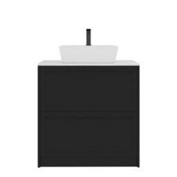 Royal Bathrooms Royal Bathroom Elmore 800mm Matt Nocturne Black Freestanding Countertop Bathroom Vanity Unit 2 Drawer With Cube Basin - thumbnail 7