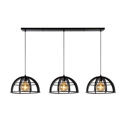 Lucide Dikra Modern Bar Pendant Light 40Cm - 3Xe27 - Black - image 1