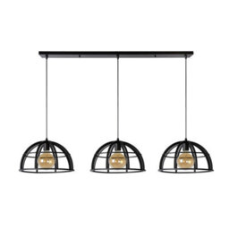 Lucide Dikra Modern Bar Pendant Light 40Cm - 3Xe27 - Black - thumbnail 3