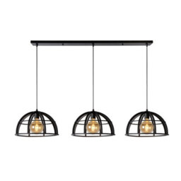 Lucide Dikra Modern Bar Pendant Light 40Cm - 3Xe27 - Black - thumbnail 2