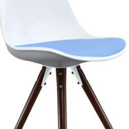 Fusion Living Soho White & Light Blue Plastic Dining Chair With Pyramid Dark Wood Legs - thumbnail 3