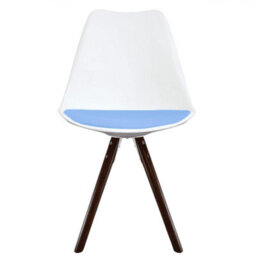 Fusion Living Soho White & Light Blue Plastic Dining Chair With Pyramid Dark Wood Legs - thumbnail 7