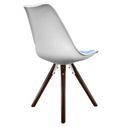 Fusion Living Soho White & Light Blue Plastic Dining Chair With Pyramid Dark Wood Legs - thumbnail 5