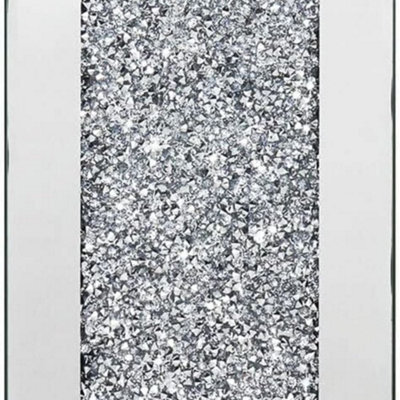 Biznest 35Cm Square Crushed Diamond Vase Sparkle Ornament Bling Gift Crushed Mirrored Rectangular Flower Display Home Décor