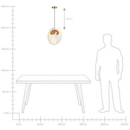 Wyld and Coco Novalux Gold Pendant Lamp With Light Wood Accents, Round Clear Glass Shade, Adjustable Height - thumbnail 8