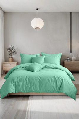 Plain Dyed Easy Care Polycotton Duvet Cover And Pillowcase/s Set Bed Linen Mint - image 1