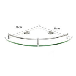 Living And Home Silver Tempered Glass Wall Mounted Bathroom Corner Shelf 20 Cm - thumbnail 8