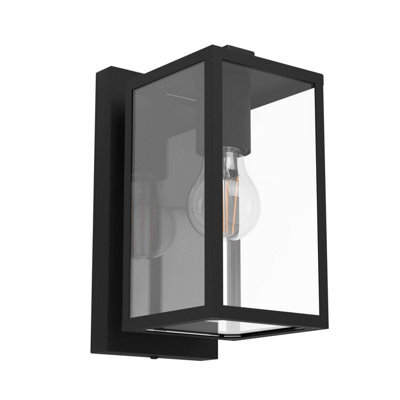 Eglo Budrone Modern Black Steel & Clear Glass Outdoor Wall Light - image 1