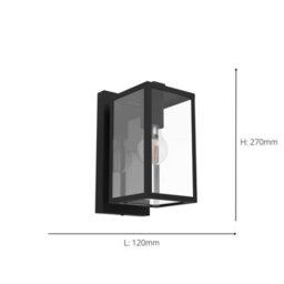 Eglo Budrone Modern Black Steel & Clear Glass Outdoor Wall Light - thumbnail 2