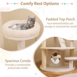 Costway Cat Tree Multilevel Cat Climbing Tower Kitty Activity Center-White - thumbnail 7
