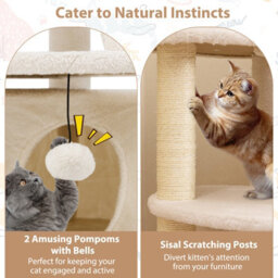 Costway Cat Tree Multilevel Cat Climbing Tower Kitty Activity Center-White - thumbnail 8