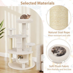 Costway Cat Tree Multilevel Cat Climbing Tower Kitty Activity Center-White - thumbnail 9