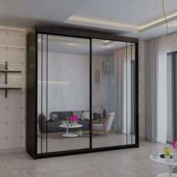 Sliding Wardrobes 4 u LTD Modern Full Sliding Mirror Wardrobe Elegant Design & Ample Storage Black 200Cm - thumbnail 1
