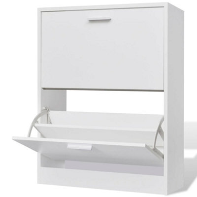 Vidaxl White Wooden Shoe Cabinet With 2 Compartments - image 1