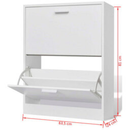 Vidaxl White Wooden Shoe Cabinet With 2 Compartments - thumbnail 6