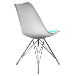 Fusion Living Soho White And Aqua Blue Plastic Dining Chair With Chrome Metal Legs - thumbnail 7