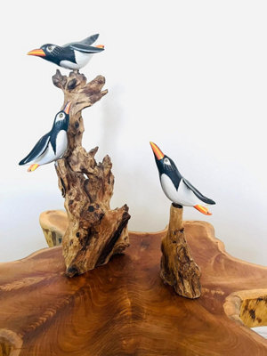 My Square Mile Penguin Gift Ornament Garden Wooden Hand Painted Christmas Decoration Sculpture (3 Penguins (Peter, Polly & Pippa))
