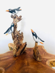 My Square Mile Penguin Gift Ornament Garden Wooden Hand Painted Christmas Decoration Sculpture (3 Penguins (Peter, Polly & Pippa))