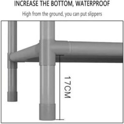 Corner Coat Stand Metal Clothes Hanging Rack With 2 Shelves - thumbnail 3