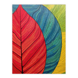 Artery8 Gond Painting Style Abstract Close Up Leaves Line Drawing Wall Art Print - A4 Size - thumbnail 3