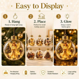 CLEFFNS 6Pcs Light Up Christmas Ornament, 3D Holiday Scene Glass Ball With Warm Led - thumbnail 5