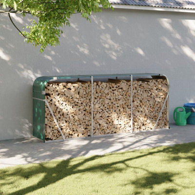 Walplus Log Holder Green 234X45X100 Cm Galvanised Steel - image 1
